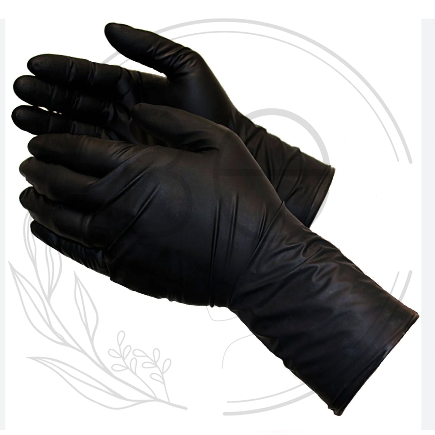 LONG CUFF Latex Gloves - Black