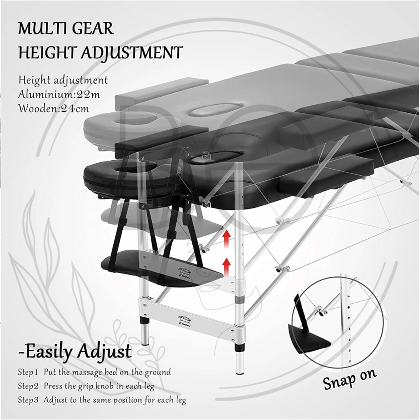Portable Massage Table Lay Flat - Black