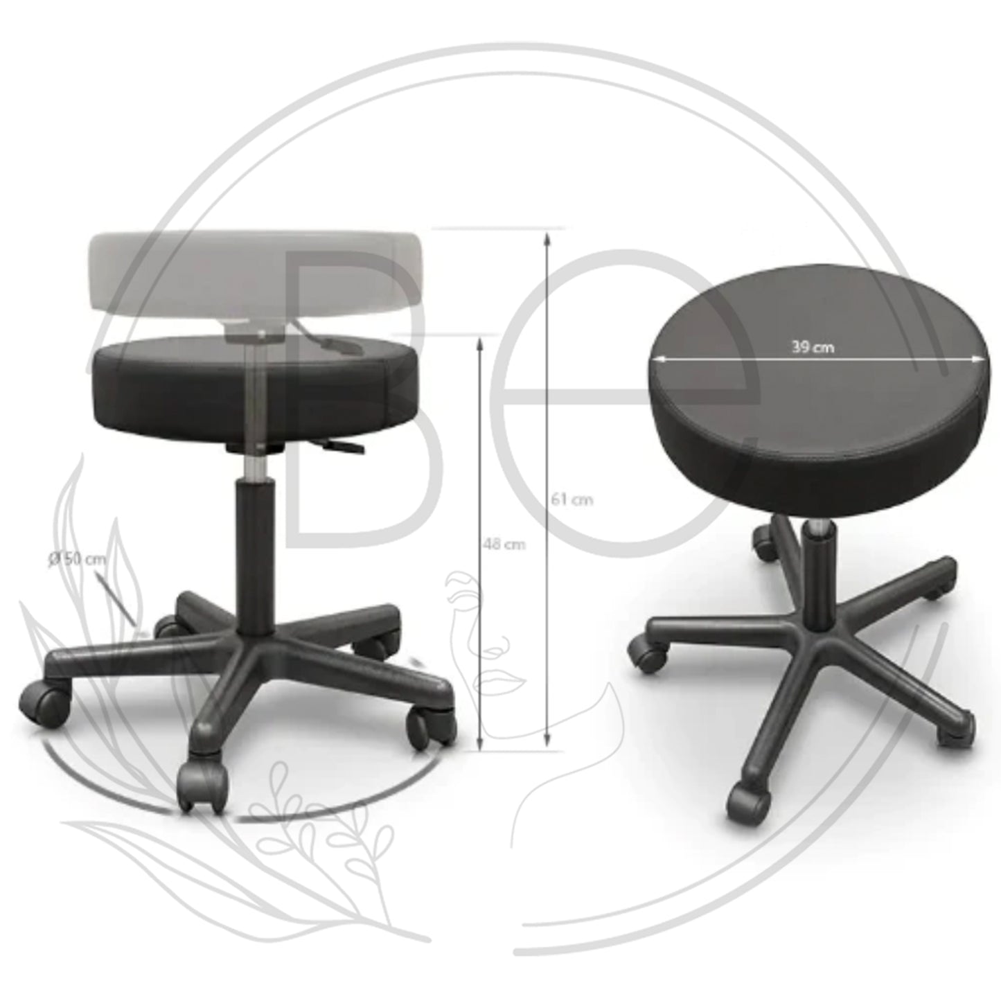 Upholstered stool with gas lift - Black Base