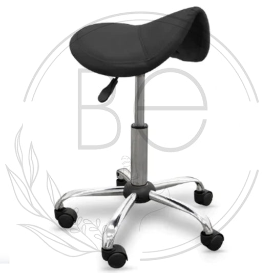 Black Saddle Chair with 5 Leg Steel Base