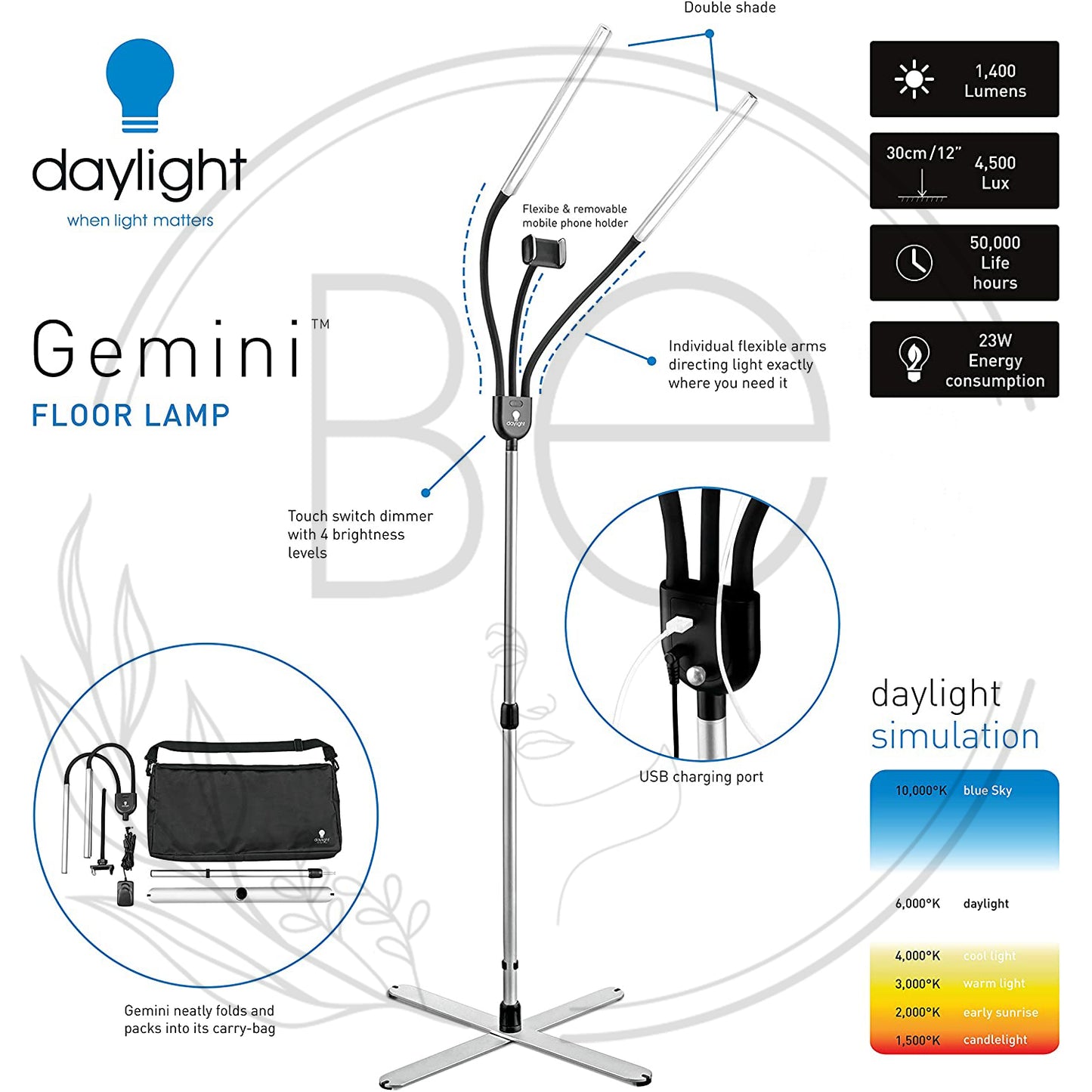 Gemini LED Floor Lamp