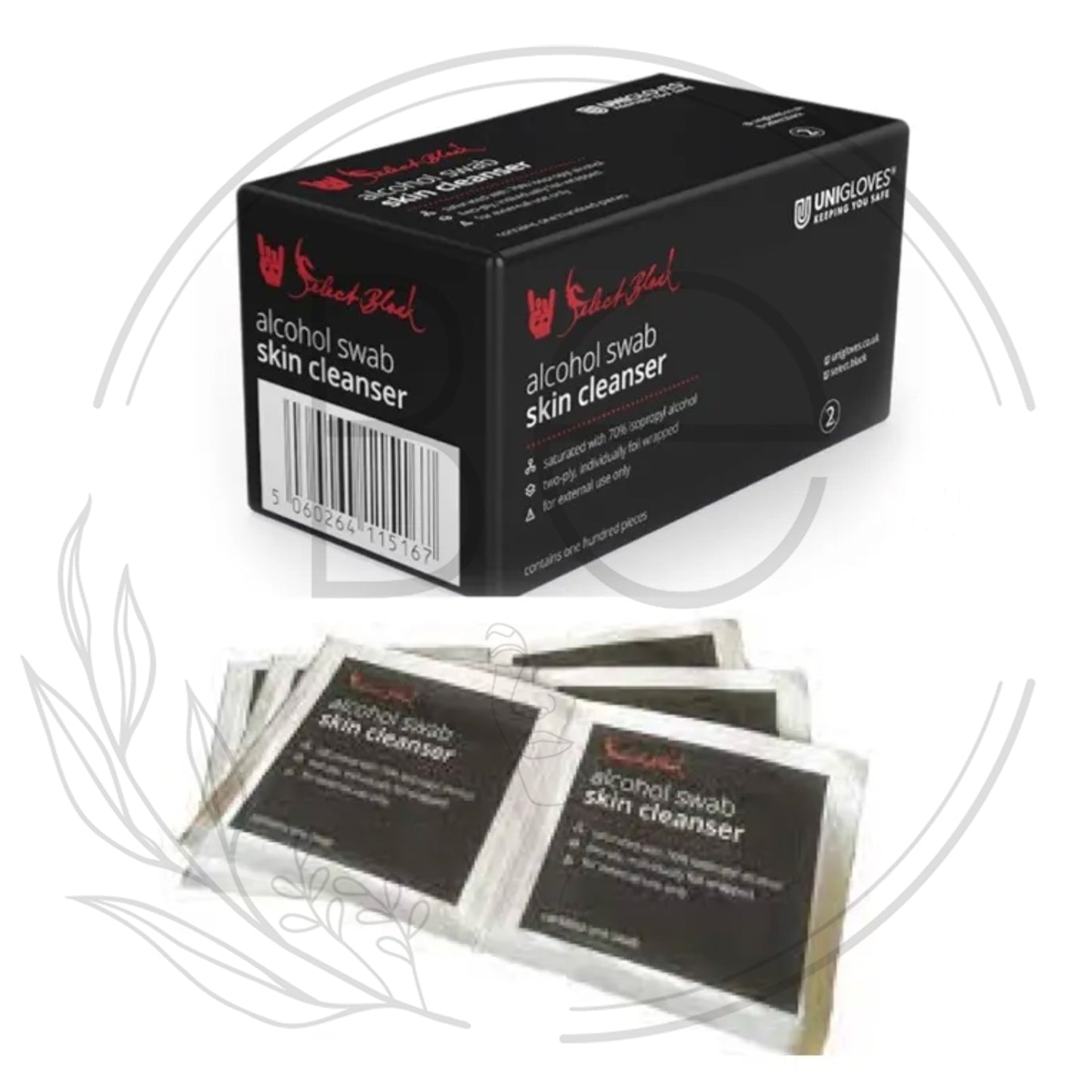 Select Black Alcohol 70% IPA Swabs