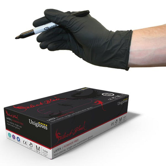 Select Black Powder Free LATEX Gloves